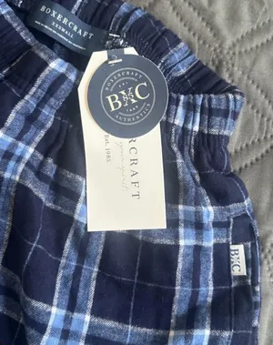 Navy and blue plaid Boxercraft pajama pants in XXS thumbnail 2