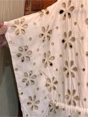 Surf Gypsy womens floral eyelet lace swim cover-up dress tunic cream M thumbnail 2