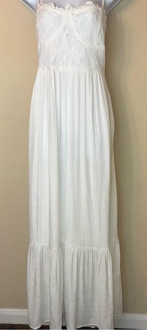 Versona White Tiered Maxi Dress with Crisscross Straps thumbnail 1