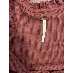 Free People Dress Medium Midi Burgundy V-neck Ruffle thumbnail 5