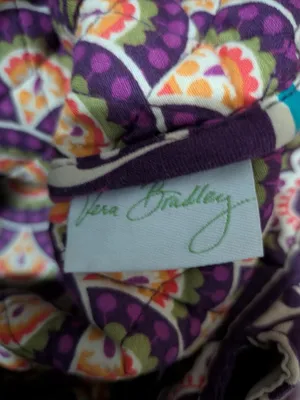 Vera Bradley Purple Green Multicolor Floral Quilted Shoulder Tote Bag thumbnail 4