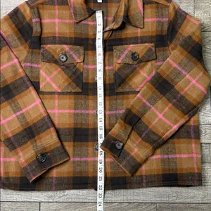 BB Dakota Steve Madden Pink and Brown Plaid Shacket thumbnail 3