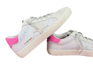Vintage Havana Flair 32 Pink Suede Multi Glitter Star Sneakers Size 7.5 thumbnail 1