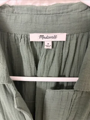 Madewell Lightestspun Cover-Up Maxi Shirtdress Sage Green Medium thumbnail 7