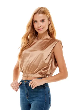 The Clothing Exchange | NWOT | Satin Muscle Top | S | Bronze | CT7484 thumbnail 2