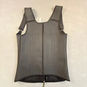 Black Latex Waist Trainer Vest Double Closure Slimming Cincher Corset Witchy thumbnail 6