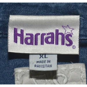 Harrah's Casino Blue Denim Button Up Shirt Top Size XL Cotton Embroidered Logo thumbnail 8