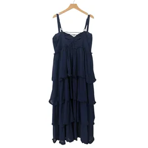 Lulus Sophisticated Occasion Navy Blue Bustier Lace-Up Maxi Dress size 1X NWT thumbnail 4