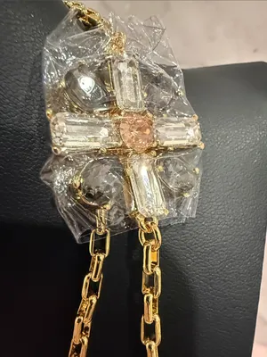 Tory Burch | Gold Plated, Crystal & Pearl Long Station Necklace thumbnail 4