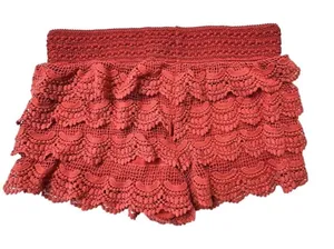 American Rag Women's Red Crochet Lace Ruffle Shorts Size L‎ - flawed thumbnail 1