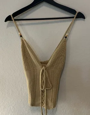 Crochet tank top Tan thumbnail 1