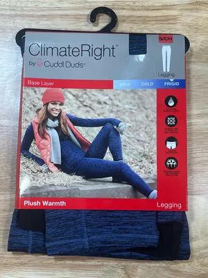 NWT ClimateRight by Cuddl Duds Blue Denim Thermal Base Layer Leggings Small thumbnail 1