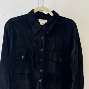Vintage Jones New York Genuine Leather Suede Button Jacket‎ Shacket Shirt Blk 1X thumbnail 4