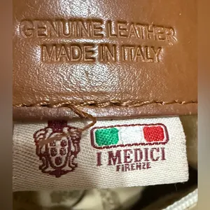 I Medici Firenze Italian White & Brown Genuine 100% Pebbled Leather‎ Handbag thumbnail 14