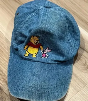 Disney Pooh Vintage 90’s Embroidered Denim Hat Pooh Piglet Adult One Size thumbnail 1