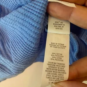 Aerie Blue Waffle Knit Long Sleeve Henley Shirt Loungewear Women's size Large thumbnail 8