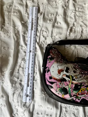 Ed Hardy Black & Pink Skull Rose Hobo Bag thumbnail 6