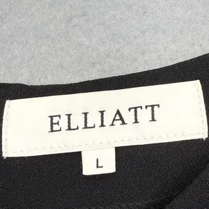 ELLIATT Black‎ Beaded Fringe Puff Sleeve Square Neck Midi Dress Womens Large L thumbnail 2