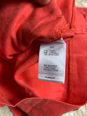 EVEREVE Womens Shorts 27 Coral Red Linen Blend High Rise Utility Pockets thumbnail 9