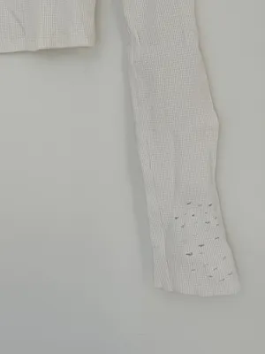 White Long-Sleeve Cropped Thermal Top thumbnail 3