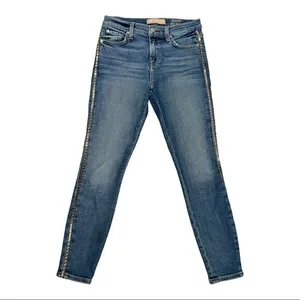7 For All Mankind Luxe Vintage Skinny Jeans With Metallic Chevron Stripe Size 26 thumbnail 4