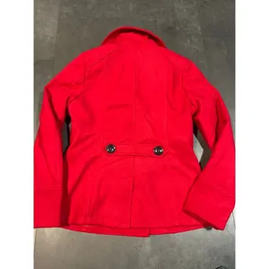 Celebrity pink Vibrant Red Double-Breasted Peacoat Wool Blend Winter‎ Coat thumbnail 6