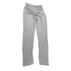 Grey TikTok Style Scrunch Butt Bootcut Leggings Textured Honeycomb Yoga Pants M thumbnail 2