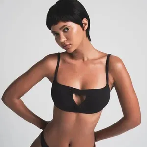 Skims Cotton Jersey Heart Scoop Bralette Soot Size XS thumbnail 1