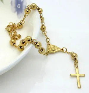 Stainless Steel Cross Pendant Bead Bracelet thumbnail 4