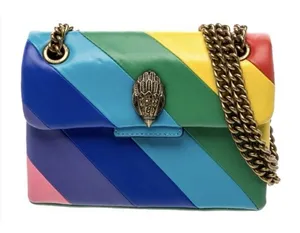 Kurt Geiger London Mini Kensington Bag Stripped Rainbow Eagle Chain Leather thumbnail 1