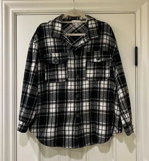 Thick plaid flannel shirt Black Size M thumbnail 1