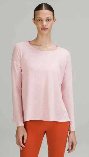 Lululemon Long Sleeve Top Womens 10 Open Back Outdoor Yoga Running Shirt Pink‎ thumbnail 1