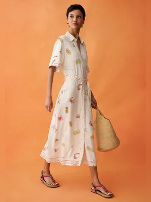 NWT Anaya Arlo Dress size Small S linen Bondi Beach Few Moda button down belt thumbnail 5