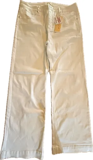 Risen Jeans Womens Plus Size 3XL White Wide-Leg Trouser Jeans High Rise thumbnail 1