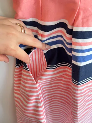 Tiana B Striped Fit & Flare Dress Size 10 Pink Blue Sleeveless Pocket Sundress thumbnail 4