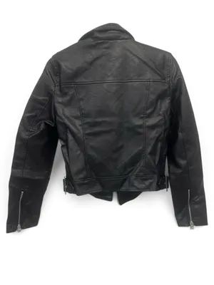 Love Tree Black Faux Leather Moto Jacket with Zip Details thumbnail 3