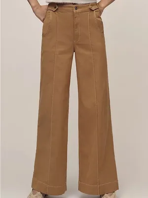 Anthropologie Maeve Women’s Contrast Stitch High Rise Wide Leg Pants Size 8 thumbnail 12
