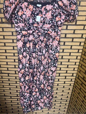 Maurices black and pink floral midi dress size large thumbnail 4