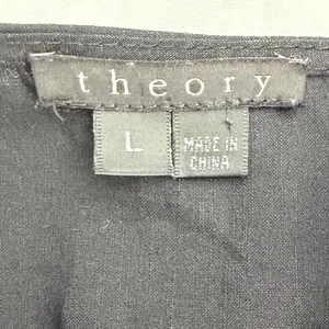 Theory Kenta Black Linen Blend Tie Front Vest Sleeveless Top V-Neck L thumbnail 4