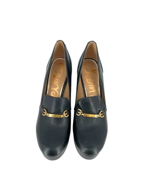Sam Edelman Aurelie Platform Loafers Black Gold Horsebit 8.5 Preppy Ivy League thumbnail 4