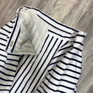 Adam Lippes Stripe Asymmetrical A-line Handkerchief Hem Midi Black Skirt sz 6 thumbnail 9