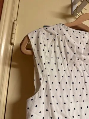 Embroidered Polka Dot Sleeveless Top With Floral Pattern & Keyhole Back thumbnail 6