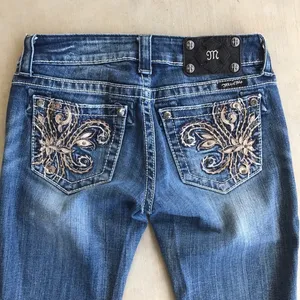 Miss Me Boot Cut Fleur De Lis Bling Jeans LONG thumbnail 5