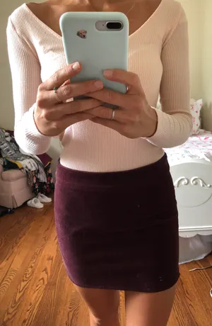 Forever 21 Velvet Deep Purple Mini Skirt thumbnail 1
