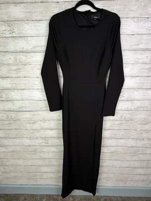 Lulus Flawless Esteem Black Long Sleeve Cutout Column Maxi Dress Size Large thumbnail 3