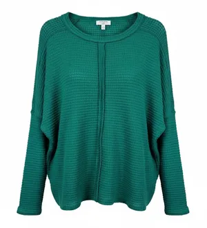 Zenana Waffle‎ Knit Sweater Boho Cottagecore Slouchy Pullover Women's L/XL thumbnail 1