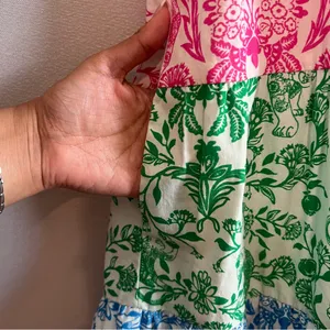 Roller Rabbit Hilla Tiered Block Print Mini Dress Multi-Color Cotton - Size L thumbnail 5