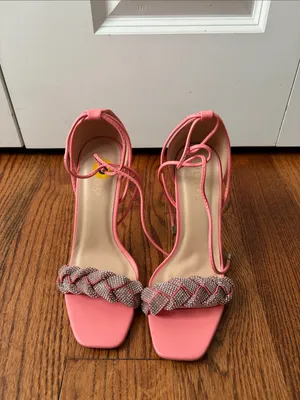 Venus Pink Braided Rhinestone Strap Stiletto Sandals Size 8 New thumbnail 2