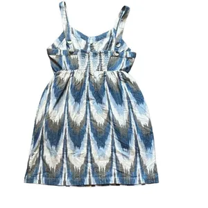 Shyanne Blue Tan Southwestern Print Cotton Mini‎ Dress XS Country Sundress Rodeo thumbnail 3