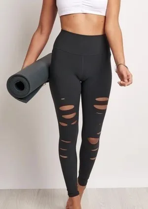 Alo Yoga High Waist Ripped Warrior Legging thumbnail 1